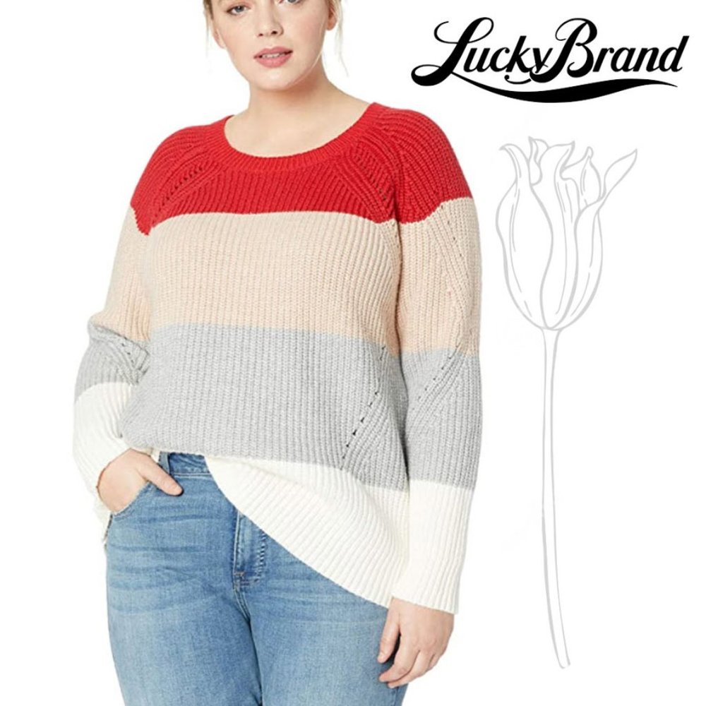 Lucky Brand Women's Scoop Neck Pointelle Sweater
